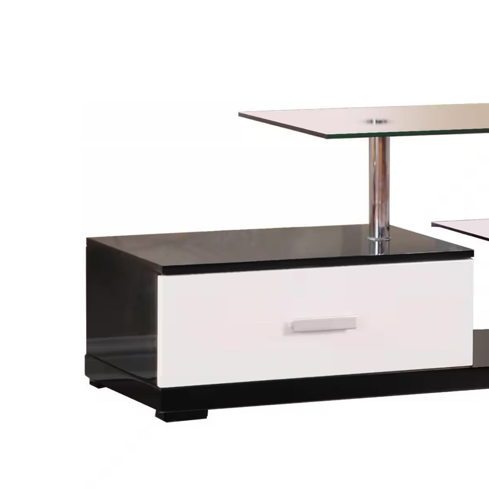 Affable TV Stand White & Black By Casagear Home AMF-91140