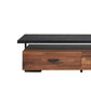 67’2-Drawer Metal and Wood TV Stand Black and Brown AMF-91235