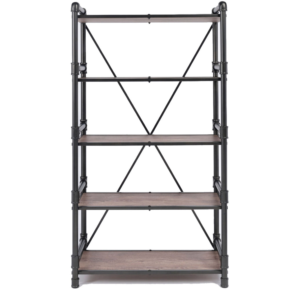 Industrial Looking Bookshelf Rustic Oak & Black By Casagear Home AMF-92220