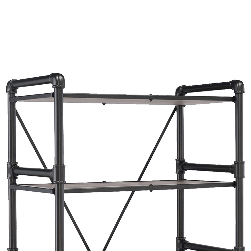 Industrial Looking Bookshelf Rustic Oak & Black By Casagear Home AMF-92220