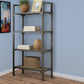 65 Inch 4 Tier Industrial Metal Bookshelf with Rivets, Gray - 92327