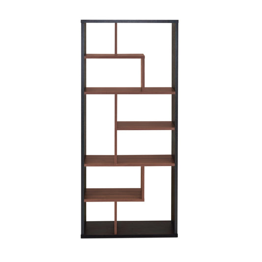 Wooden Rectangular Cube Bookcase, Natural Brown & Black-ACME