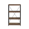 Four Tiered Metal Framed Wooden Bookshelf Weathered Oak Brown and Black - 92399 AMF-92399