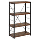 Four Tiered Metal Framed Wooden Bookshelf Weathered Oak Brown and Black - 92399 AMF-92399