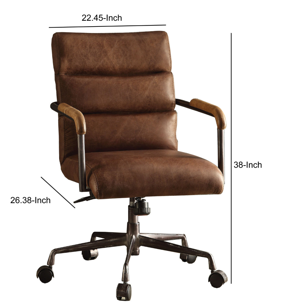 Metal & Top Grain Leather Executive Office Chair Retro Brown-ACME AMF-92414