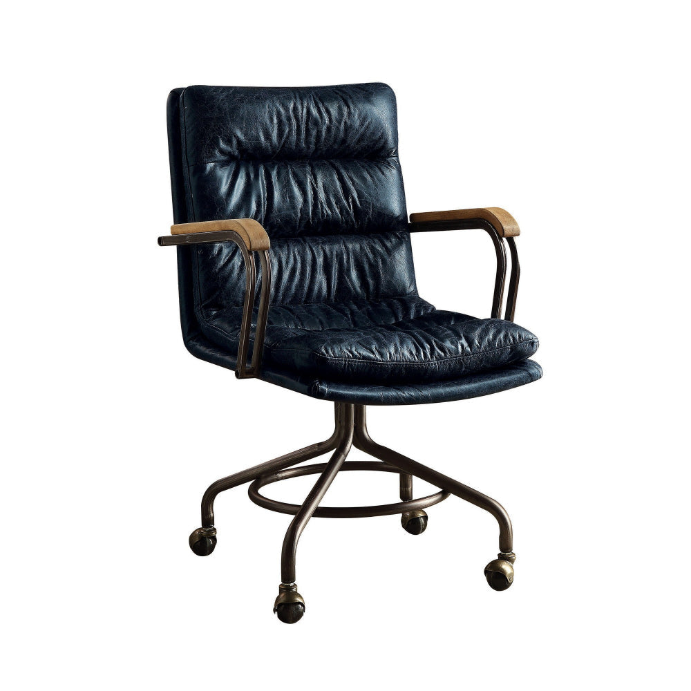 Metal & Leather Executive Office Chair Vintage Blue-ACME AMF-92417