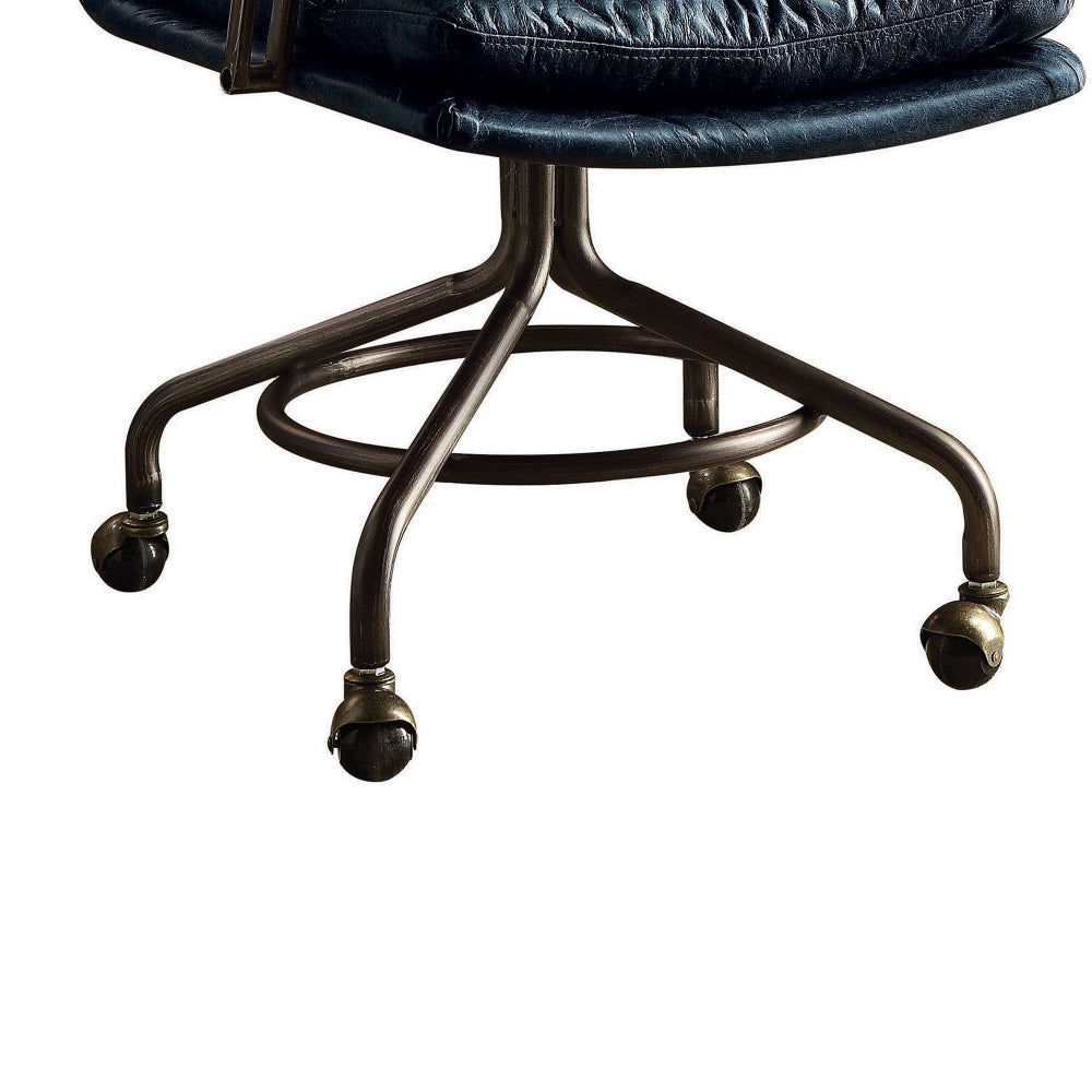 Metal & Leather Executive Office Chair Vintage Blue-ACME AMF-92417