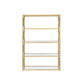 Glass & Metal Bookshelf With 5 Shelves Clear Glass & Gold By Casagear Home AMF-92460