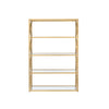 Glass & Metal Bookshelf With 5 Shelves Clear Glass & Gold By Casagear Home AMF-92460