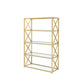 Glass & Metal Bookshelf With 5 Shelves Clear Glass & Gold By Casagear Home AMF-92460