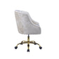 Swivel Velvet Upholstered Office Chair with Adjustable Height and Metal Base Cream and Gold - 92517 AMF-92517