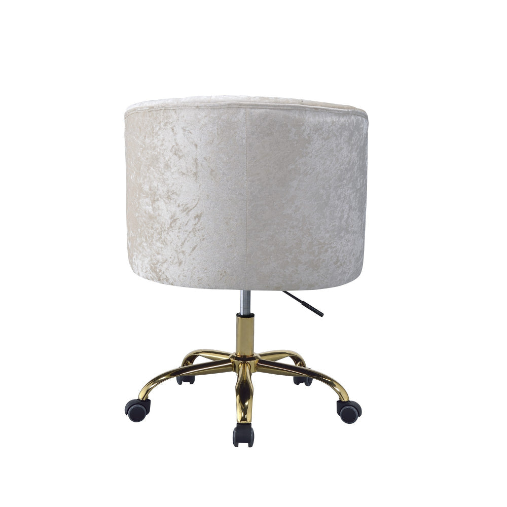 Swivel Velvet Upholstered Office Chair with Adjustable Height and Metal Base Cream and Gold - 92517 AMF-92517