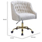 Swivel Velvet Upholstered Office Chair with Adjustable Height and Metal Base Cream and Gold - 92517 AMF-92517