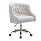 Swivel Velvet Upholstered Office Chair with Adjustable Height and Metal Base Cream and Gold - 92517 AMF-92517