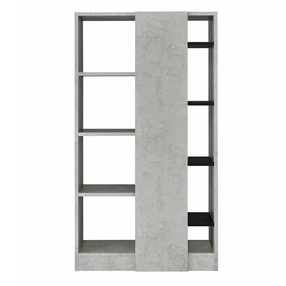 Faux Concrete and Wooden Bookcase with Open Shelves Gray and Black By Casagear Home AMF-92532