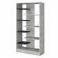 Faux Concrete and Wooden Bookcase with Open Shelves, Gray and Black By Casagear Home