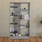 Faux Concrete and Wooden Bookcase with Open Shelves Gray and Black By Casagear Home AMF-92532