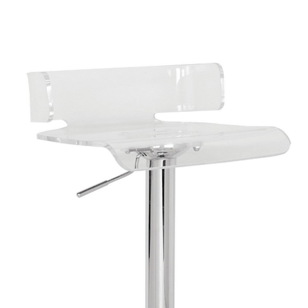 Acrylic and Metal Height Adjustable Stool with Swivel Base Chrome and Clear By ACME AMF-96260