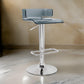 26 Inch Acrylic Adjustable Barstool Chrome Pedestal Base Gray AMF-96261