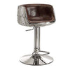 Comfy Adjustable Stool with Swivel Vintage Brown & Silver By ACME AMF-96555