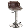 Leatherette Adjustable Metal Frame Stool with Swivel, Brown and Silver By Casagear Home