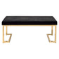 40’ Modern Bench with Metal Base and Cushioned Seat Black and Gold By ACME AMF-96595