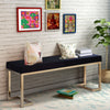 40" Modern Bench with Metal Base and Cushioned Seat, Black and Gold By ACME