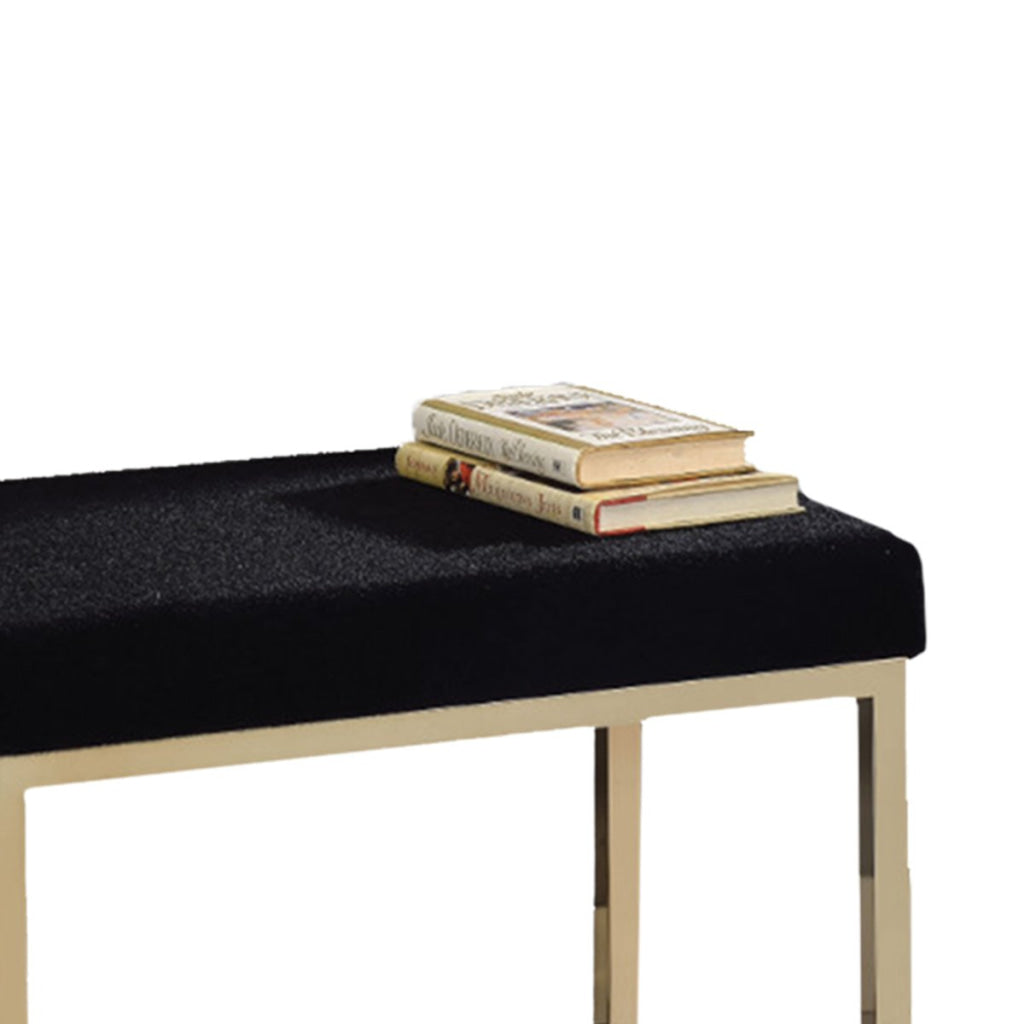 Ottoman Black Fabric & Gold By Casagear Home AMF-96597