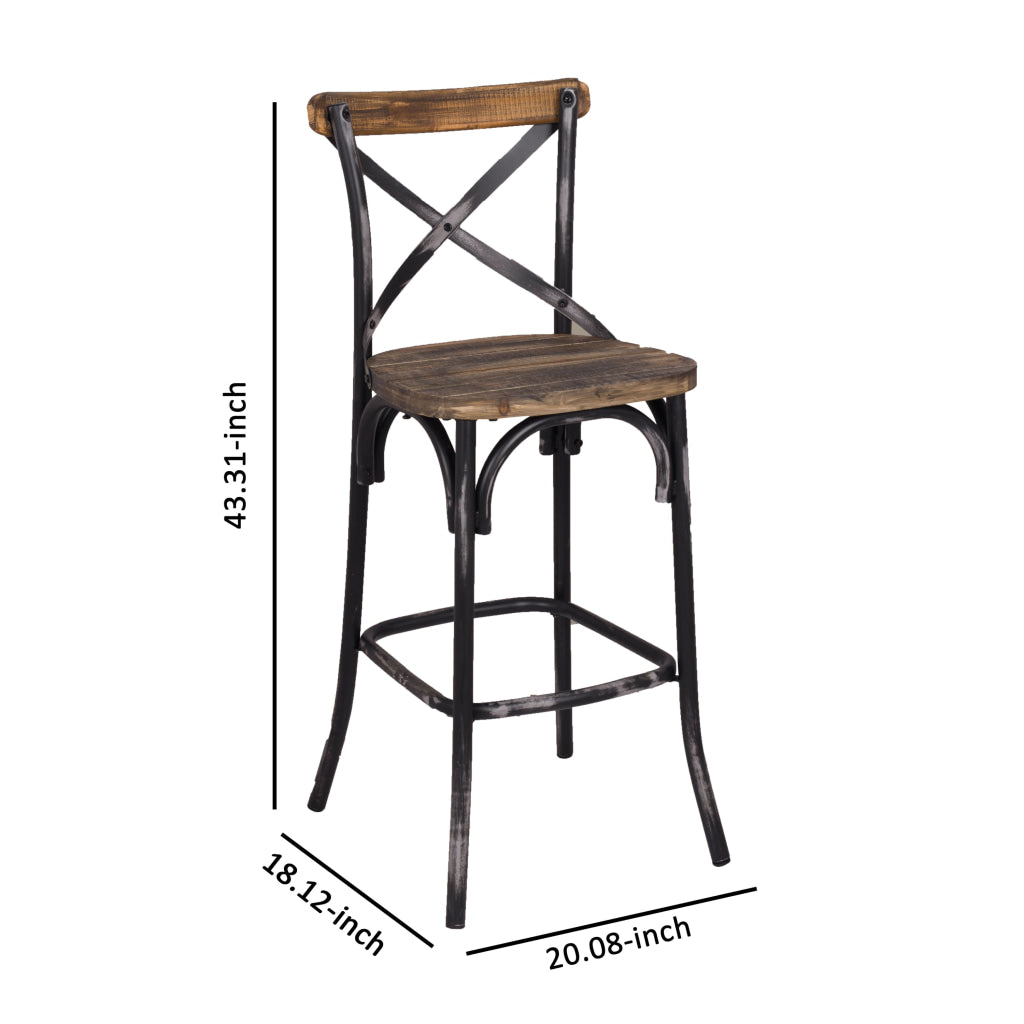 Zaire Bar Chair Walnut & Antique Black By ACME AMF-96640