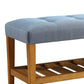 Wooden Bench Blue & Oak By Casagear Home AMF-96684