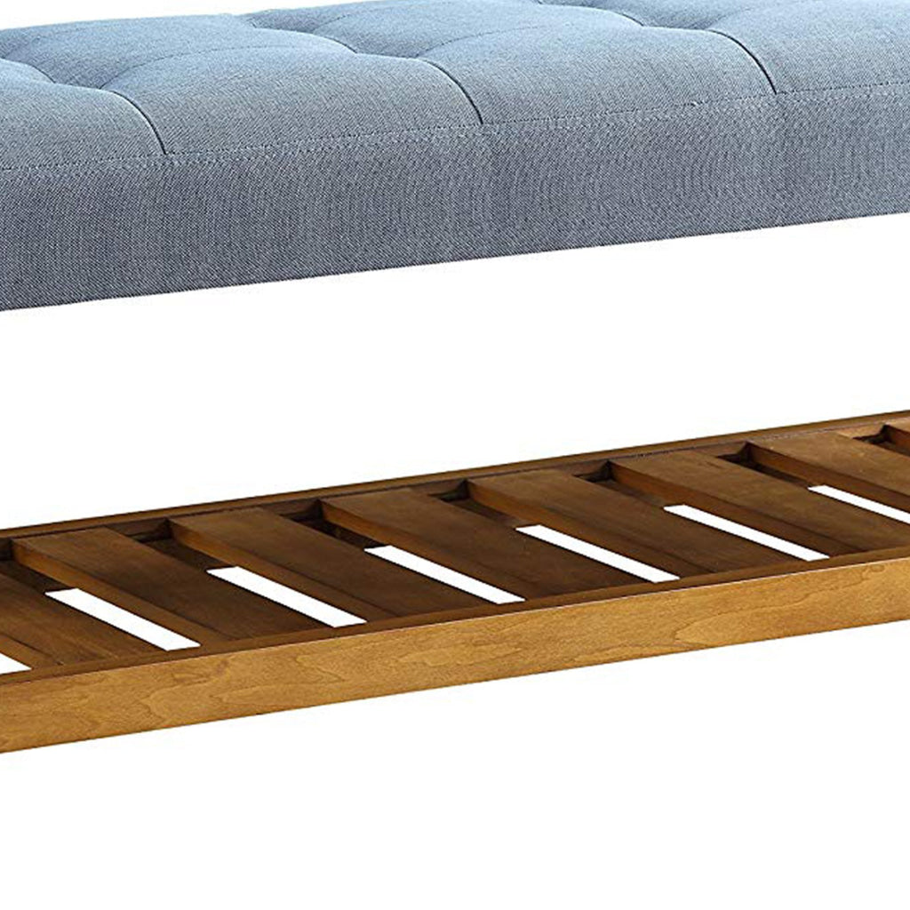 Wooden Bench Blue & Oak By Casagear Home AMF-96684