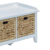 Rectangular Wooden Bench with Three Storage Baskets White and Beige AMF-96759