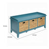 Rectangular Wooden Storage Bench with Rattan Like Weaved 3 Drawers Blue AMF-96761