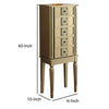 5 Drawer Wooden Jewelry Armoire with Knobs and Fluted Turned Legs Gold AMF-97169