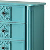 5 Drawer Jewelry Armoire with Flip Top Mirror and Fluted Legs Blue AMF-97170