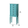 5 Drawer Jewelry Armoire with Flip Top Mirror and Fluted Legs Blue AMF-97170