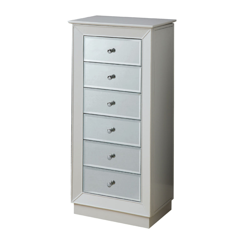 6 Drawers Jewelry Armoire Having with Mirror Front White AMF-97171