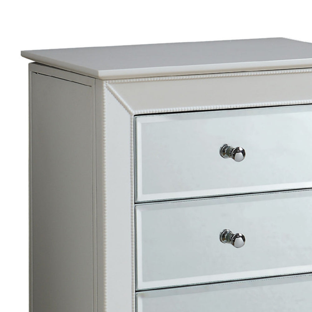 6 Drawers Jewelry Armoire Having with Mirror Front White AMF-97171