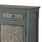 2 Door Cabinet Wooden Console Table with Scalloped Apron Distressed Blue AMF-97245