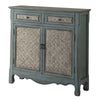 2 Door Cabinet Wooden Console Table with Scalloped Apron Distressed Blue AMF-97245