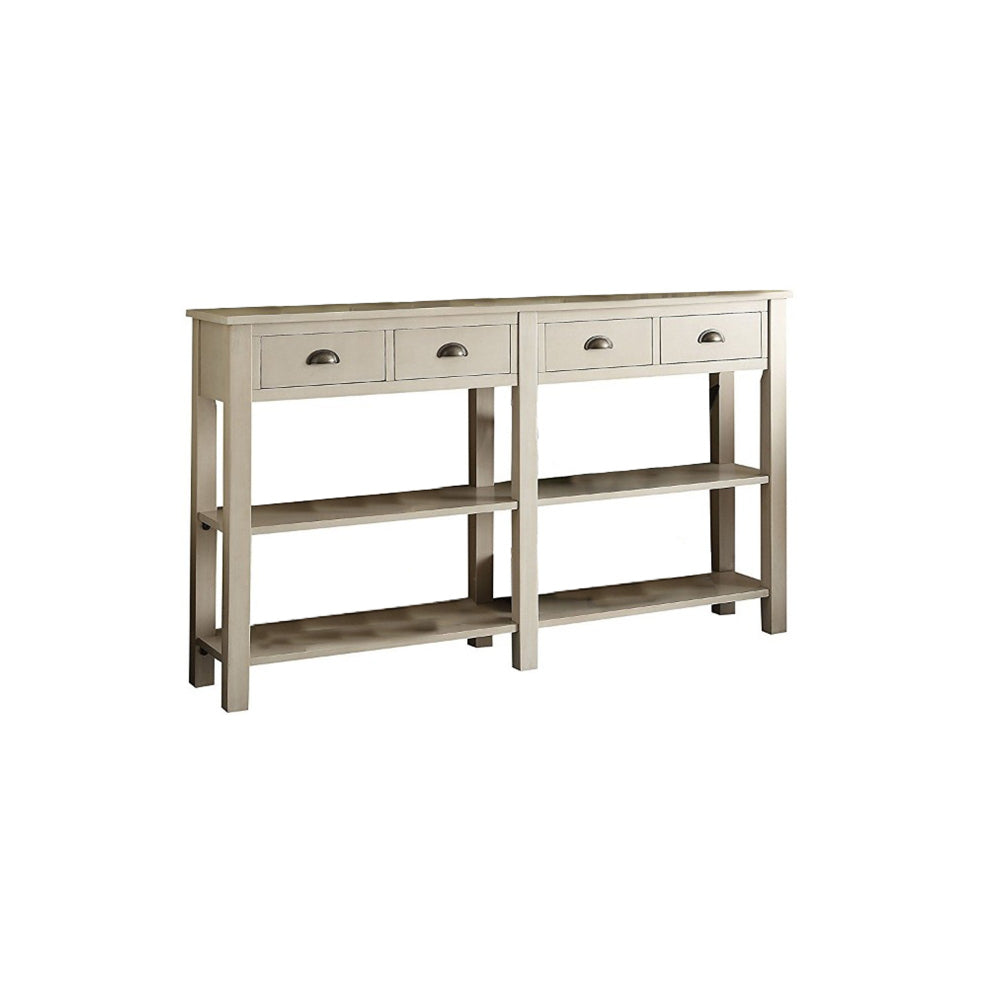 35 Inch Wooden Console Table with 4 Drawers and 2 Shelves, Cream - 97250