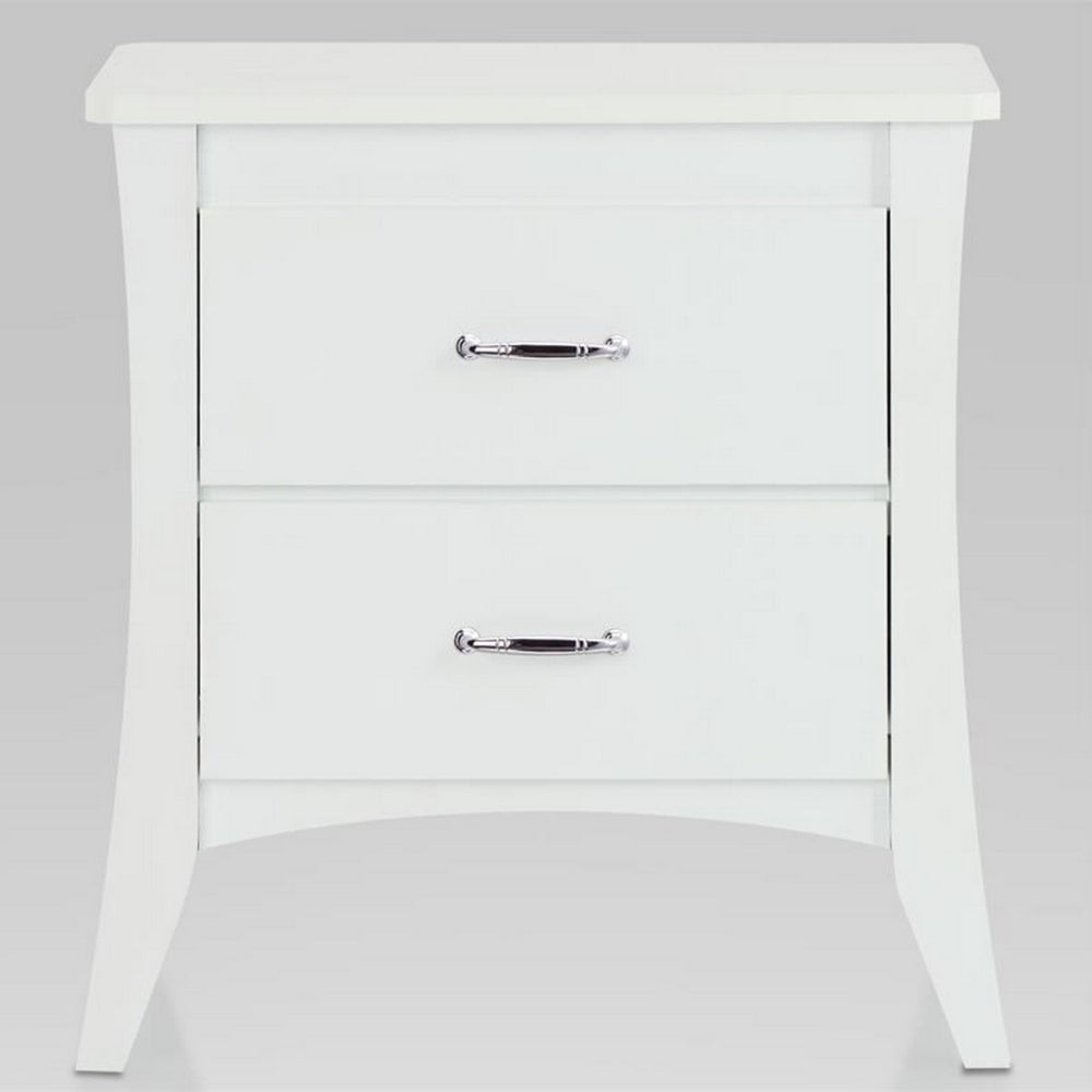 Contemporary Style 2 Drawers Wood Nightstand By Babb White AMF-97264