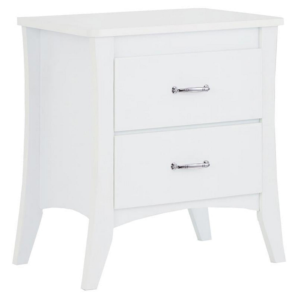 Contemporary Style 2 Drawers Wood Nightstand By Babb White AMF-97264