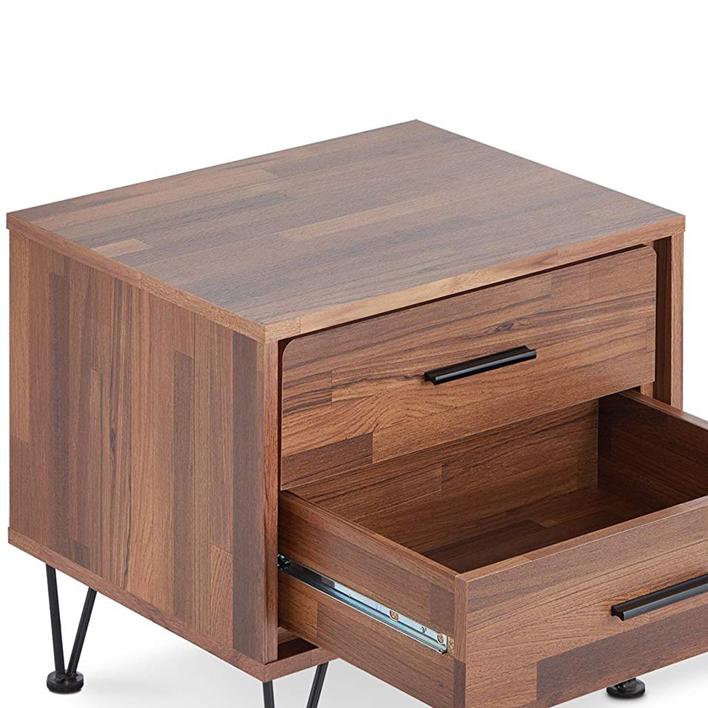 Contemporary 2 Drawers Wood Nightstand By Deoss Brown AMF-97330