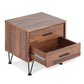 Contemporary 2 Drawers Wood Nightstand By Deoss Brown AMF-97330