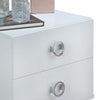 Modern Style Wood & Metal Nightstand By Elms White & Chrome AMF-97334