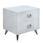 Modern Style Wood & Metal Nightstand By Elms White & Chrome AMF-97334