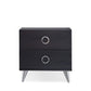 Contemporary Style Wood & Metal Nightstand By Elms Black & Chrome AMF-97338