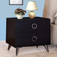 Contemporary Style Wood & Metal Nightstand By Elms, Black & Chrome