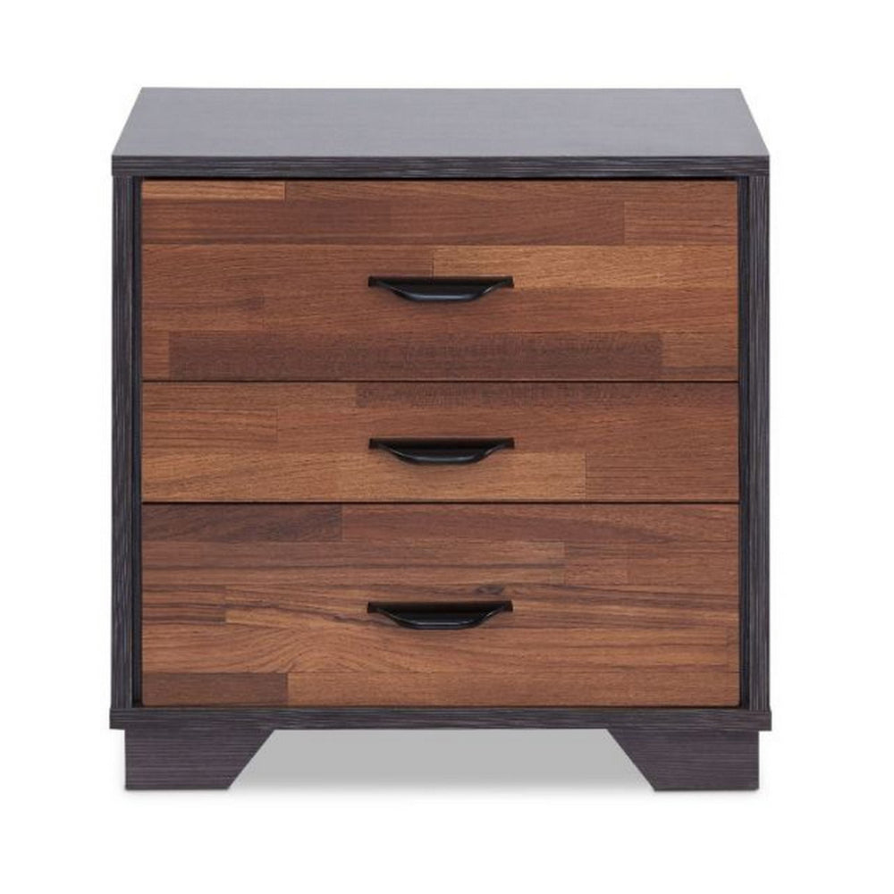 Rectangular 3 Drawers Wood Nightstand By Eloy Brown AMF-97340